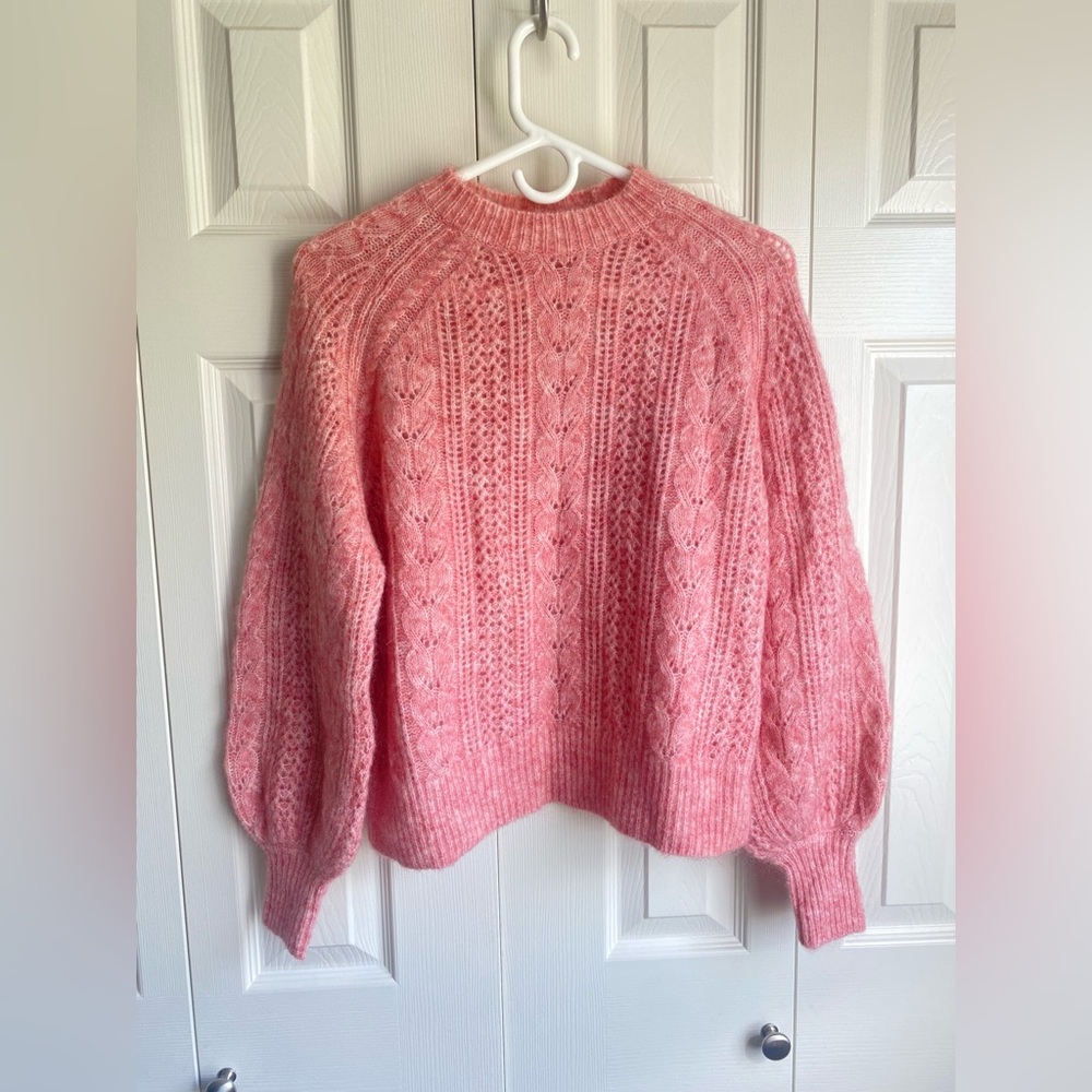 Sezane Pink Scarlett Cable Knit Jumper - light rosewood - Picture 4 of 10